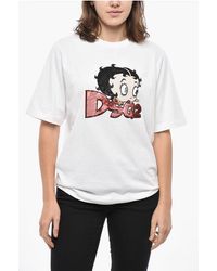 DSquared² - Crewneck T-Shirt Betty Boop With Embroidery And Sequins - Lyst