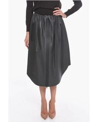 Bottega Veneta - Leather Midi Skirt Waterproof With Front Zip - Lyst