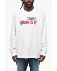 DSquared² - Long Sleeved Skater Fit Tee Crew-Neck T-Shirt With Contrasti - Lyst