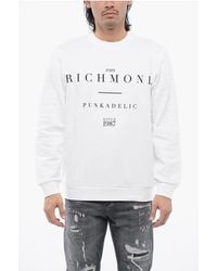 John Richmond - Brushed Cotton Crewneck Sweatshirt With Logo Print - Lyst