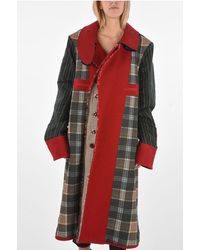 Maison Margiela - Double-Breasted Patchwork Effect Coat With Hidden Buttoning - Lyst