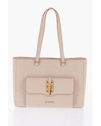 Moschino - Love Faux Leather Tote Bag With Golden Details - Lyst