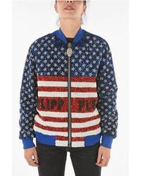 Philipp Plein - Couture All-Over Sequine And Crystal America Bomber Jacket - Lyst