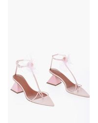 Nensi Dojaka - Point Toe Soft Leather T-Strap Sandals With Flower Applicati - Lyst
