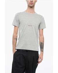 Saint Laurent - Solid Color Crew-Neck T-Shirt With Printed Logo - Lyst