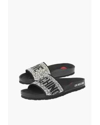 Moschino - Love Leather Slides With Strass - Lyst