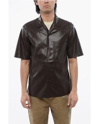 Nanushka - Vegan Leather Short-Sleeve Shirt - Lyst