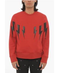 Neil Barrett - Neoprene Slim Fit Crew-Neck Sweatshirt With Thunderbolts Pri - Lyst