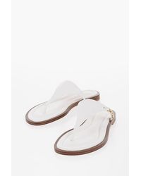 Michael Kors - Michael Leather Daniella Thong Sandals With Golden-Effect Mo - Lyst