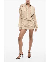 DSquared² - Floral-Motif Solid Color Mini Shirtdress - Lyst