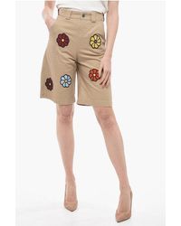 Moncler - Jw Anderson Coated Cotton Bermuda Shorts With Crochet Patche - Lyst