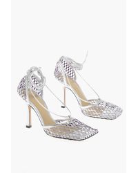 Bottega Veneta - Fishnet Sandals Metallic Effect Heel 10 Cm - Lyst