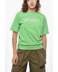 DSquared² - Solid Color Easy Fit Crew-Neck T-Shirt With Contrasting Logo - Lyst