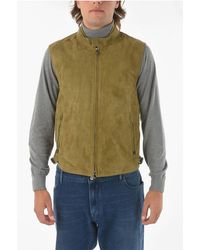 Corneliani - Id Suede Leather Mesh.Sue.03 Padded Vest With Zip Closure - Lyst