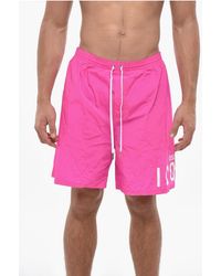 DSquared² - Icon Solid-Color Boxer Swim Shorts With Printed Logo - Lyst
