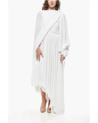 Balenciaga - Asymmetric Dress With Draping And Balloon Sleeve - Lyst