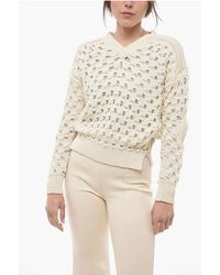 Stella McCartney - Perforated Cotton Blend Sweater With Cut-Out Detail - Lyst