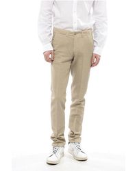 Corneliani - Id Linen And Cotton Chinos Pants With Belt Loops - Lyst