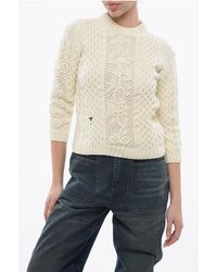 Dior - Crew Neck Aran Virgin Wool Sweater - Lyst