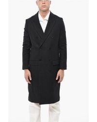 AllSaints - Wool Blend Arcade Double-Breasted Coat With Peak Lapel - Lyst