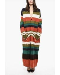 DSquared² - Striped Wool Blend Long Cardigan - Lyst