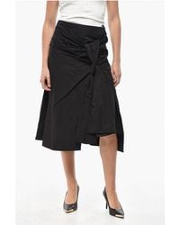 Bottega Veneta - Poplin Midi Skirt With Front Draping - Lyst