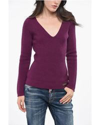 DSquared² - V-Neck Solid Color Slim Fit Sweater - Lyst