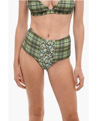 Marysia Swim - High Waist Checked Bikini Bottom With Floral Details - Lyst