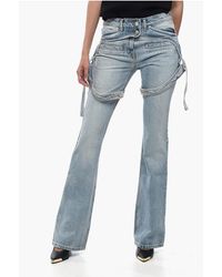 Courreges - Solid Color Racer Bootcut Jeans With Adjustable Chaps Straps - Lyst