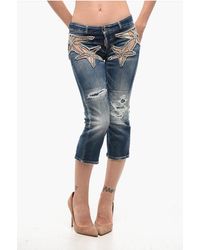 DSquared² - Skinny Distressed Jeans With Star Detail - Lyst