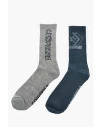 Converse - Set Of 2 Ribbed Long Socks With Contrasting Logo - Lyst