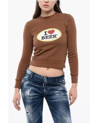 DSquared² - Cropped Crew-Neck Sweatshirt With Print - Lyst