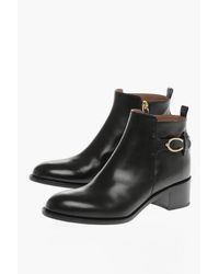 Sartore - Leather Parma Ankle Boots With Side Zip And Golden Buckle He - Lyst