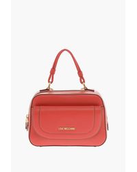 Moschino - Love Vegan Leather Top-Handle Bag With Visible Stitching - Lyst