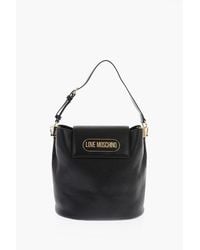 Moschino - Love Pebbled Faux Leather Bucket Bag With Embossed Logo - Lyst