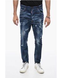 DSquared² - Distressed Crotch Denims With Paint Splatter Motif 16Cm - Lyst