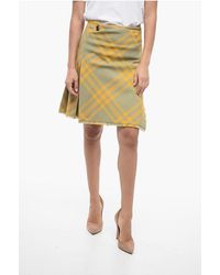 Burberry - Tartan Wool Blend Skirt With Fringed Detail - Lyst