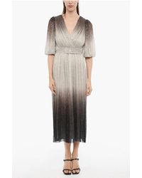 Costarellos - Metallic V-Neck Tunic Dress With Belt - Lyst