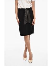 DSquared² - Solid Color Longuette With Leather Belt And Frontal Split - Lyst