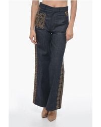 Dior - Dark Wash Palazzo Denims With Embroideries 28Cm - Lyst