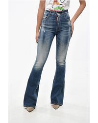DSquared² - Vintage Effect Stretch Denim Flared Jeans 28Cm - Lyst
