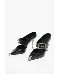 Alexander McQueen - Metal Toe Boxcar Leather Mules With Buckle 11Cm - Lyst