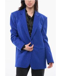 ANDAMANE - All-Over Rhinestoned Guia Blazer With 1 Button Design - Lyst
