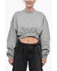 Off-White c/o Virgil Abloh - Brushed Cotton Cropped For All Crewneck Sweatshirt - Lyst