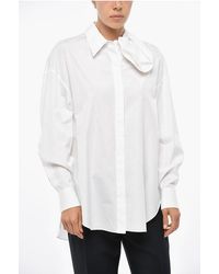 McQueen - Popeline Shirt With Draped Collar - Lyst