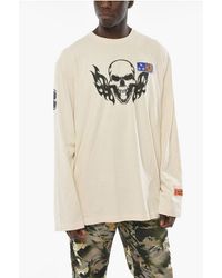 Heron Preston - Ctnmb Long-Sleeve Flaming Skull T-Shirt With Contrasting Pri - Lyst