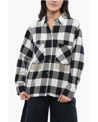Woolrich - Plaid Check Cotton Blend Shirt With Fringed Details - Lyst