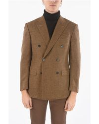 Corneliani - Lined Double-Breasted Hopsack Blazer With Flap Pocket - Lyst