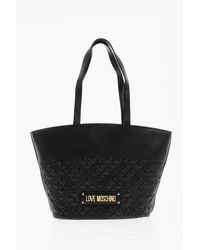 Moschino - Love Quilted Faux Leather Tote Bag With Embossed Logo - Lyst