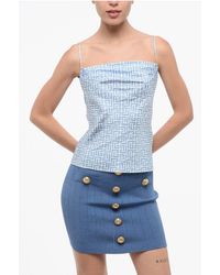 Balmain - Silk Cowl Neck Top With All-Over Logo - Lyst